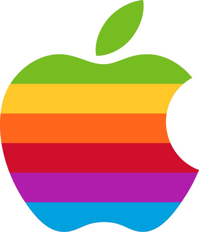 Logo Apple pomme croquée multicolore conçu par Rob Janoff en 1977