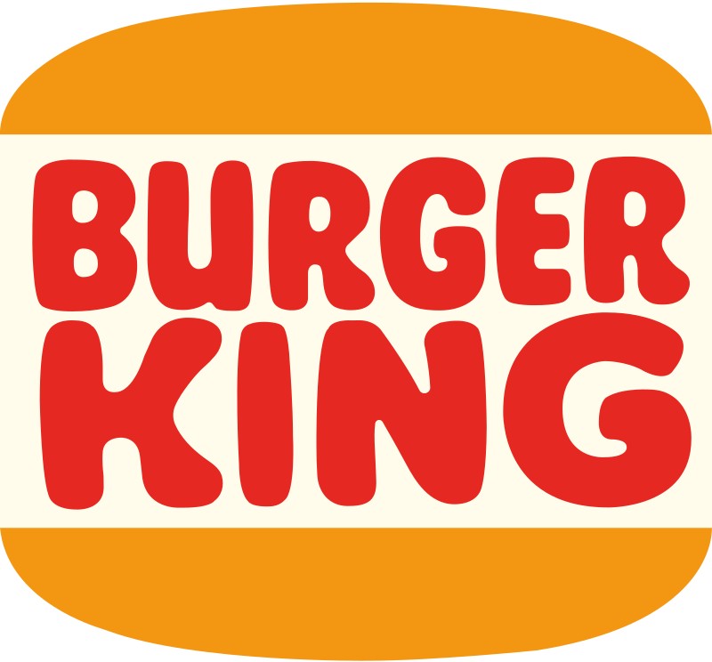 Logo Burger King en forme de bun avec le texte encadré par deux moitiés de pain, version 1969