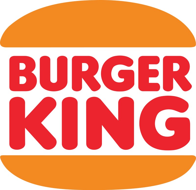 Logo Burger King version 1994 avec un ruban bleu en forme de swoosh au-dessus du bun